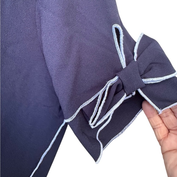 Zara Dark Blue Tunic with Bow Accents size Large - Picture 5 of 10